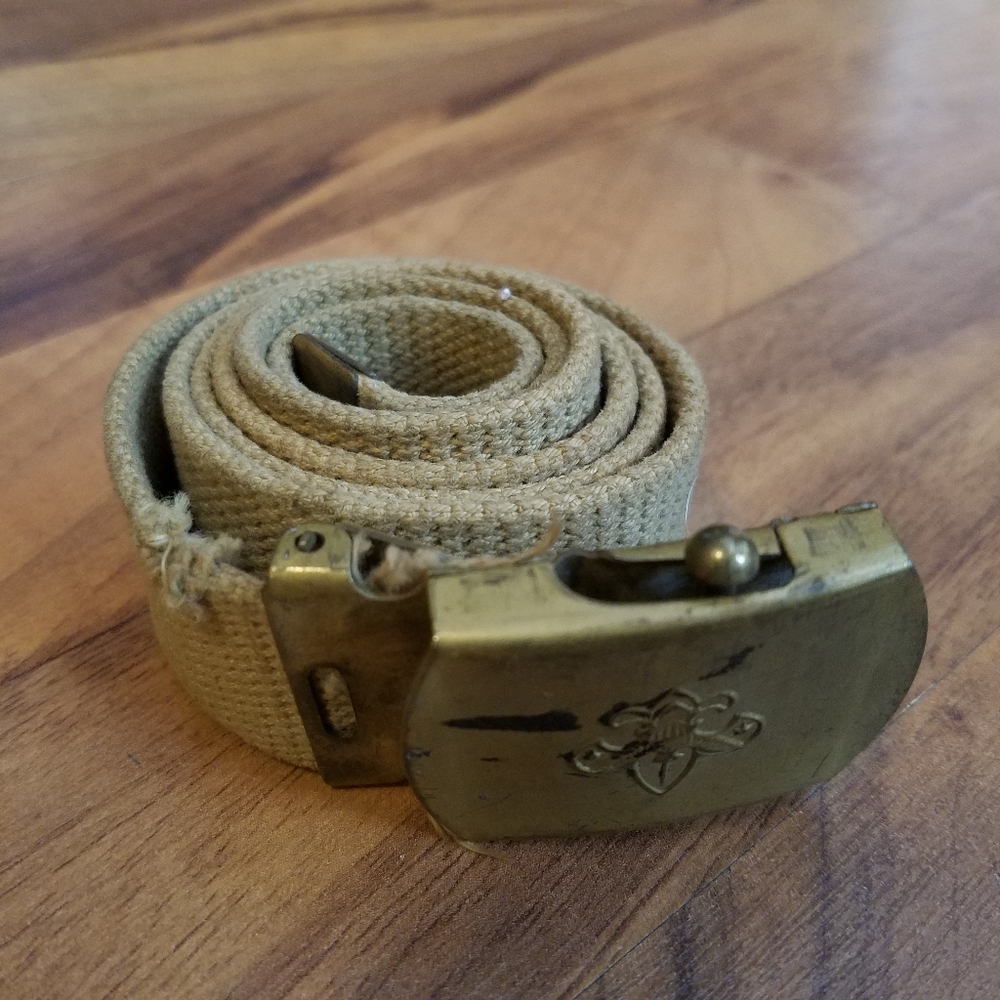 Boy Scouts of America BSA Web Adjustable Belt Beige 32.5” Long Children Bin7